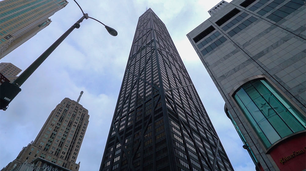 The John Hancock Tower in downtown Chicago